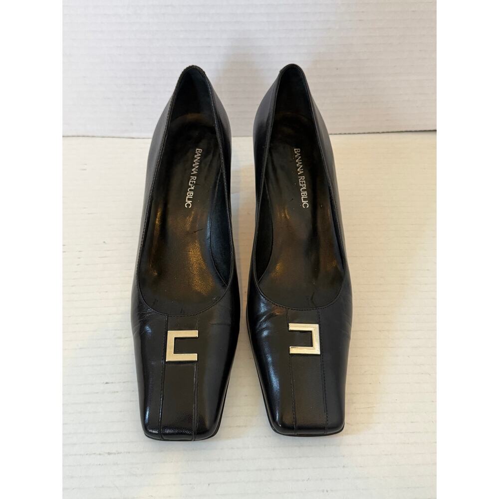 Women's Banana Republic Black Leather Classic 2 in High Heel Pump Shoe Sz 5 1/2
